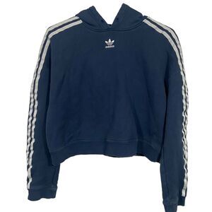Adidas Slate Blue Cropped Activewear Hoodie Sweatshirt